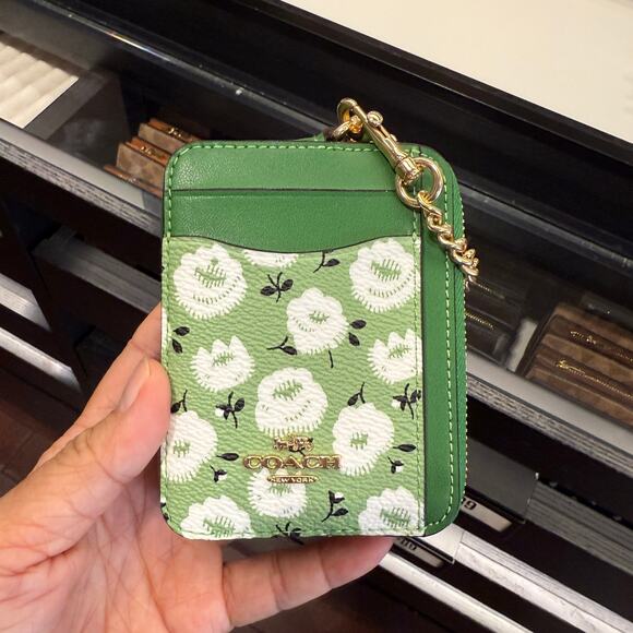 Coach Zip Card Case In Signature Canvas CW883 Denim/Bold Red - Picture 5 of 9